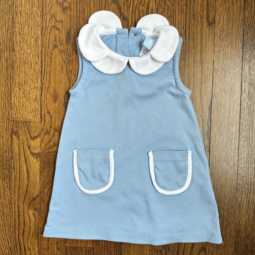 Bella Bliss Blue Sleeveless Dress with White Collar Size 2